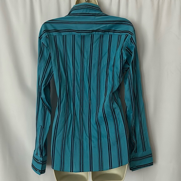 Versace Sport Blue Striped Long Sleeve Button Front Shirt Top **Size M** - Picture 2 of 6